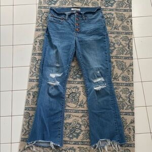 Madewell Distressed Flare Jeans in Blue